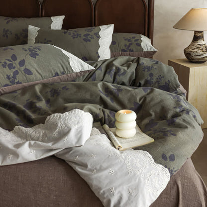 Retro Cotton Linen Duvet Cover Bedding Set(4PCS) - image 1