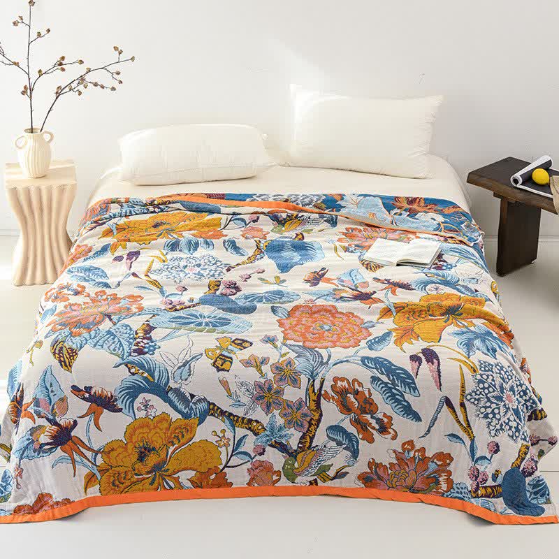 Flourishing Floral Cotton Gauze Reversible Quilt - King - image 0