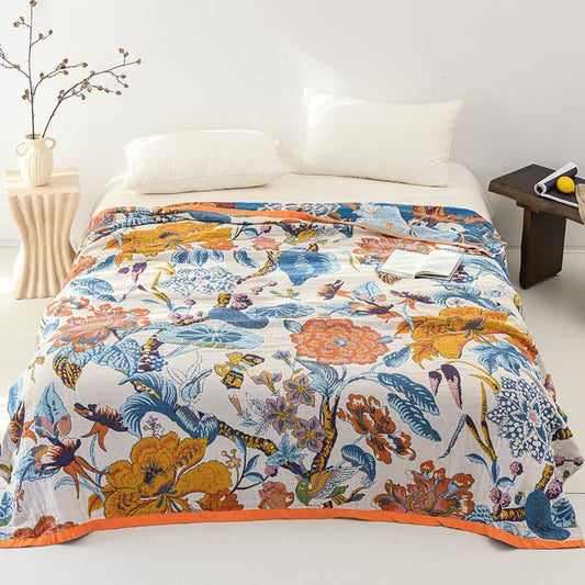 Flourishing Floral Cotton Gauze Reversible Quilt - King - image 0