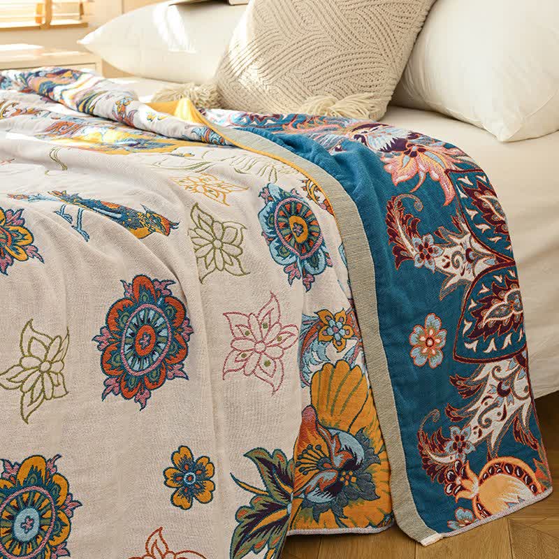 Retro Floral Pure Cotton Reversible Quilt - image 2