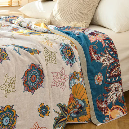 Retro Floral Pure Cotton Reversible Quilt - image 2