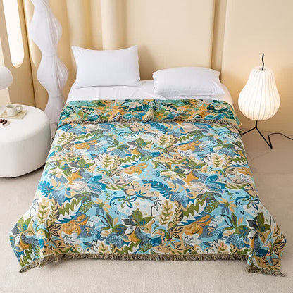 Abstract Art Leaf Cotton Gauze Quilt - King - image 0