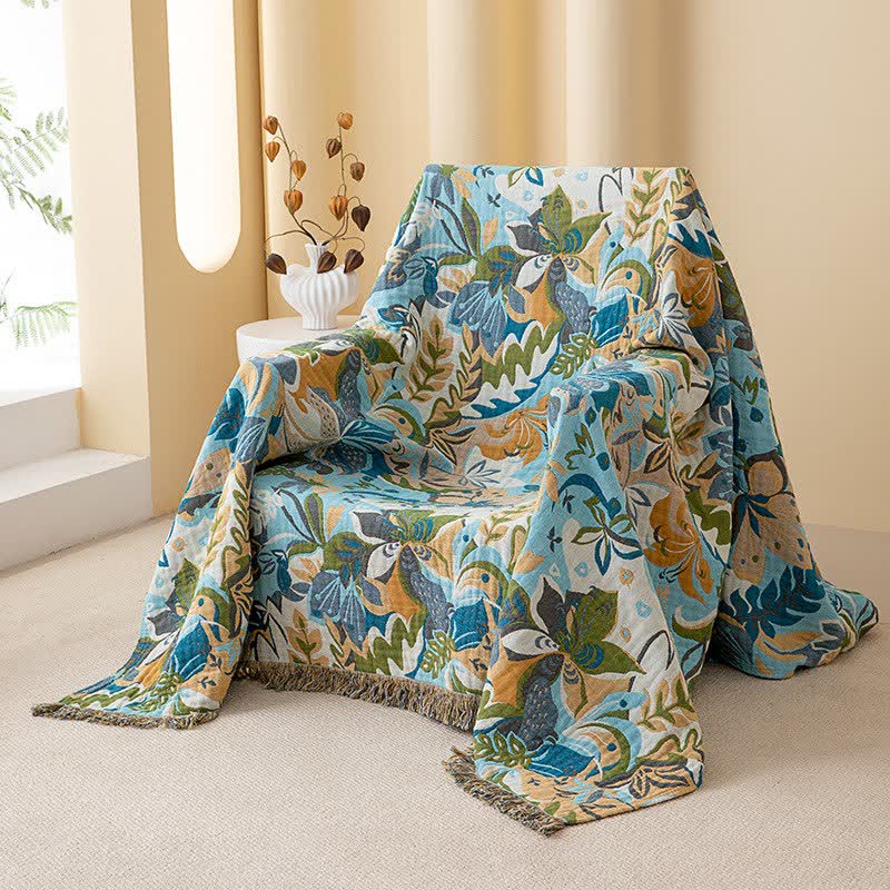 Abstract Art Leaf Cotton Gauze Quilt - image 2