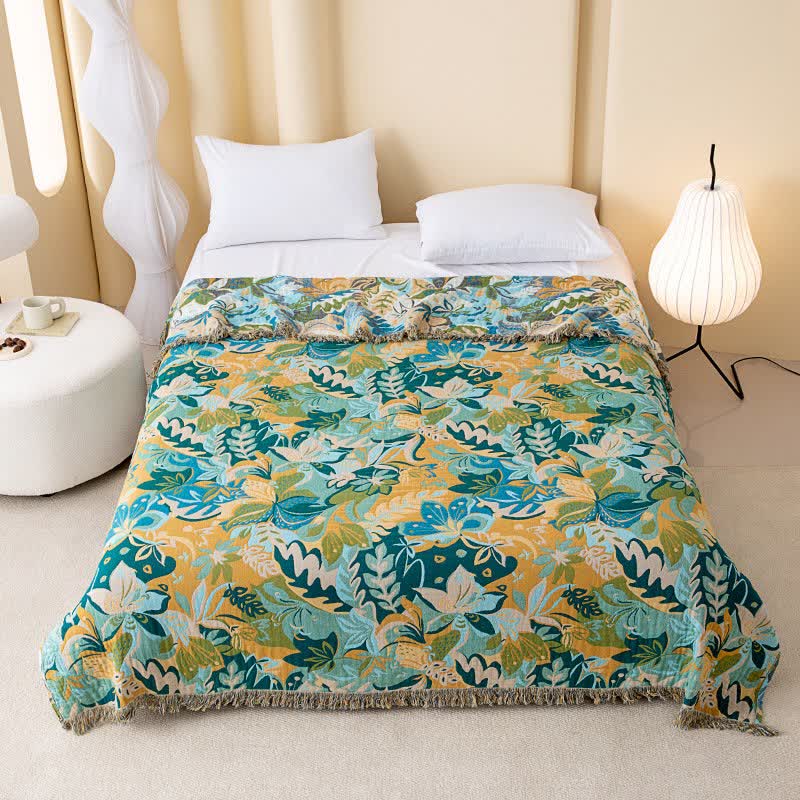 Abstract Art Leaf Cotton Gauze Quilt - image 1