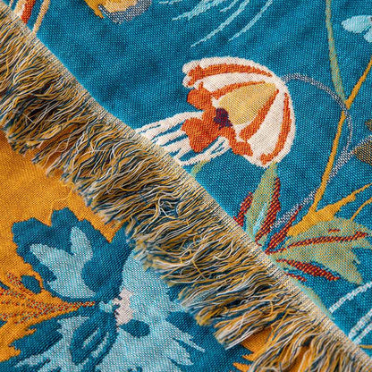 Whimsical Floral Cotton Gauze Tassel Quilt - image 2