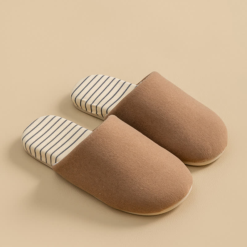 Striped Sole Plush-Lined House Slippers - Brown - 2XL - image 2