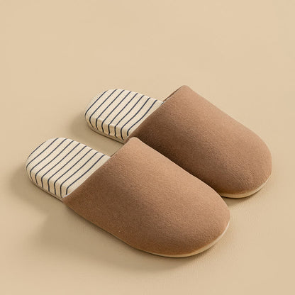 Striped Sole Plush-Lined House Slippers - Brown - 2XL - image 2