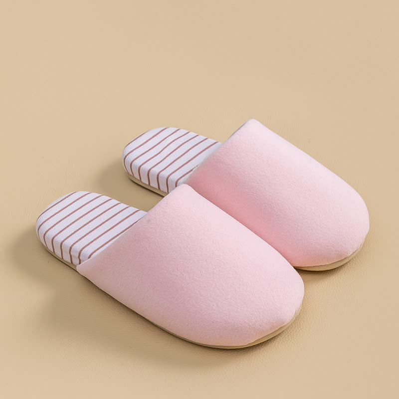 Striped Sole Plush-Lined House Slippers - Pink - L - image 6