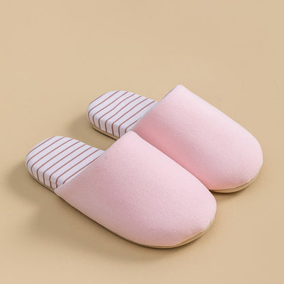 Striped Sole Plush-Lined House Slippers - Pink - L - image 6