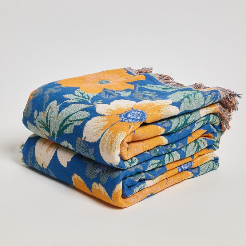 Bright Daisy Cotton Gauze Tassel Blanket - image 3