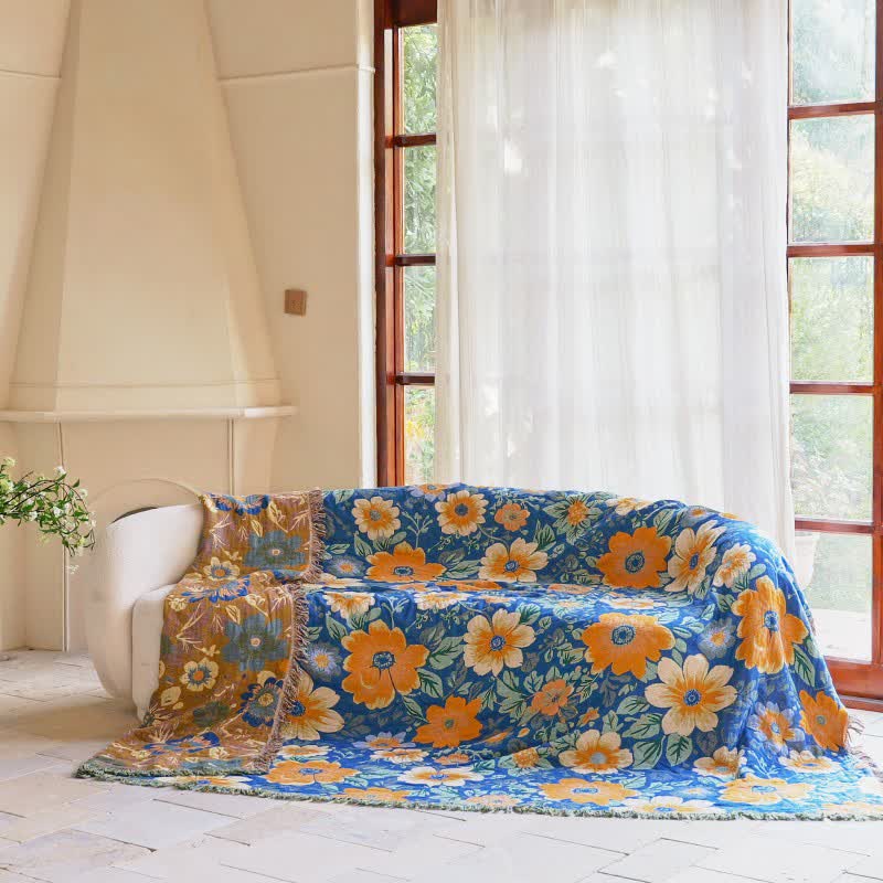 Bright Daisy Cotton Gauze Tassel Blanket - image 2