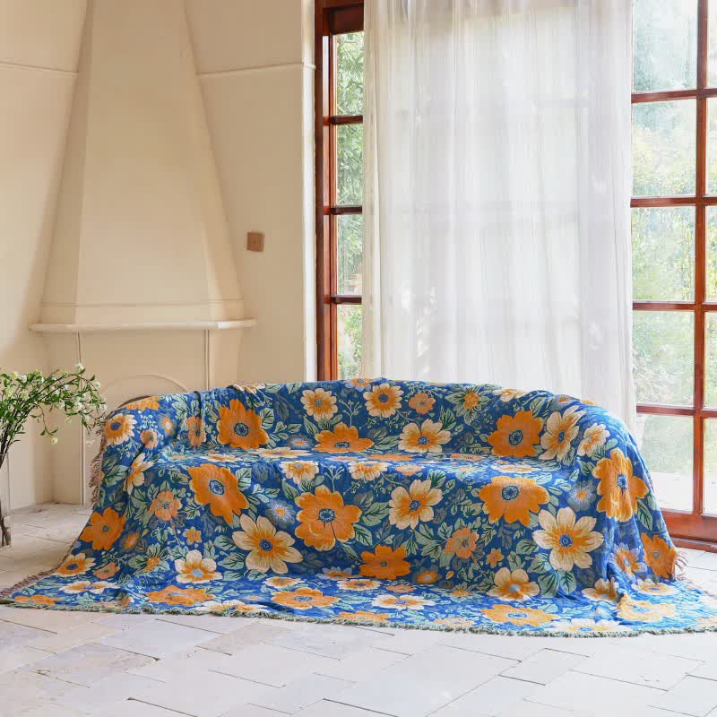 Bright Daisy Cotton Gauze Tassel Blanket - image 1