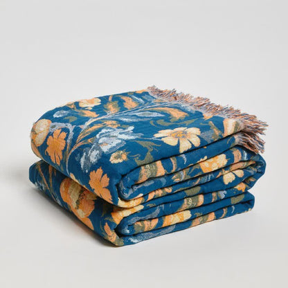 Vibrant Floral Bird Tassel Cotton Blanket - image 3