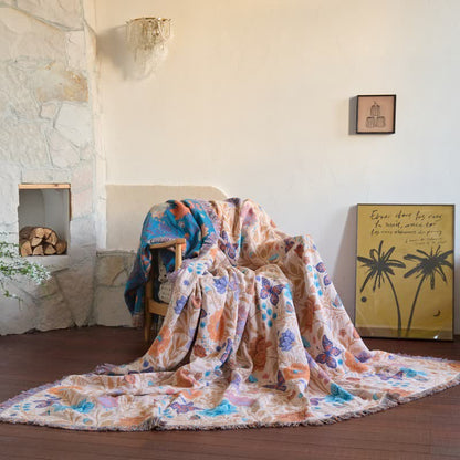 Pastoral Butterfly Cotton Tassel Blanket - 90"W x 98"L - image 0
