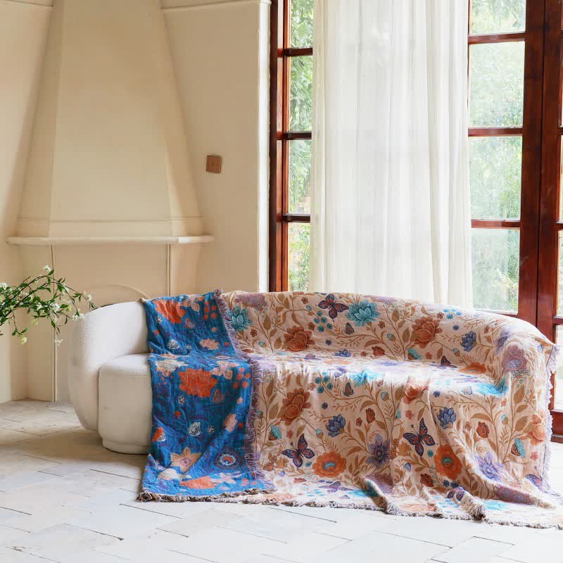 Pastoral Butterfly Cotton Tassel Blanket - image 2