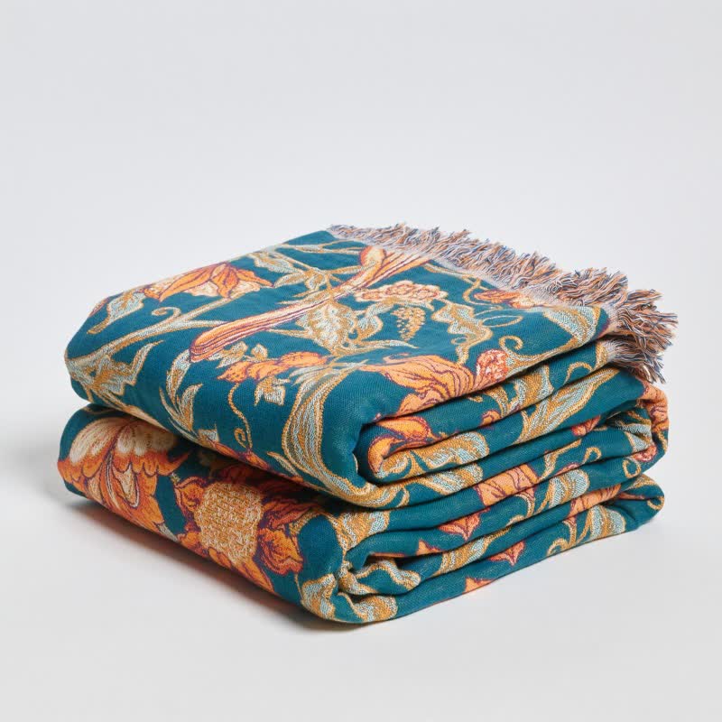Luxurious Floral Cotton Tassel Blanket - image 3