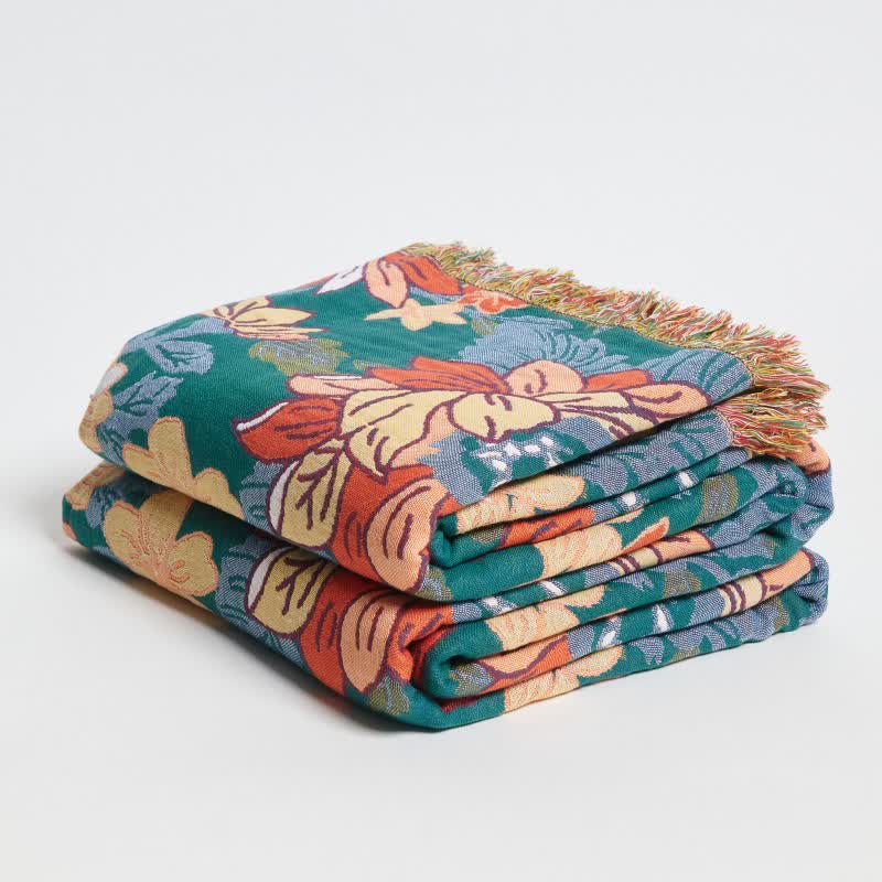 Flourishing Floral Cotton Tassel Blanket - image 3
