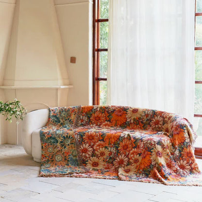 Blooming Sunflower Cotton Tassel Blanket - image 2