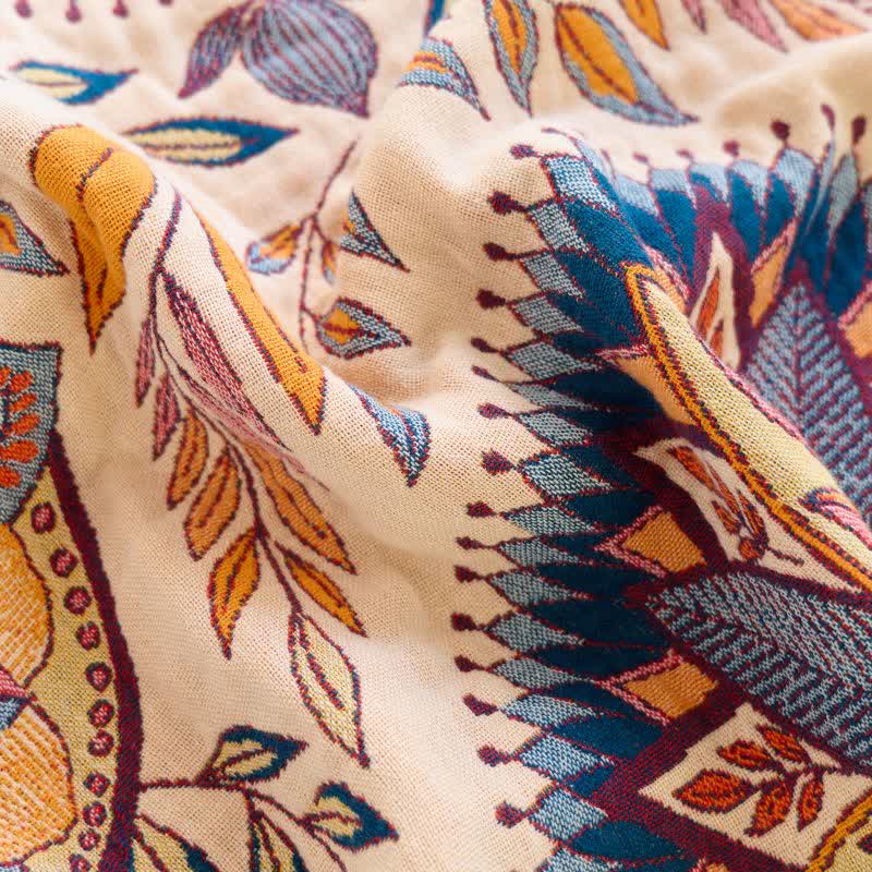 Floral Medallion Cotton Tassel Blanket - image 4