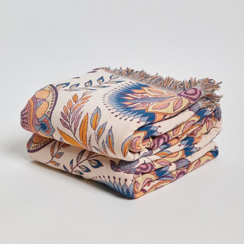 Floral Medallion Cotton Tassel Blanket - image 3