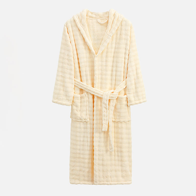 Simple Flannel Robe with Hood and Pockets - image 8