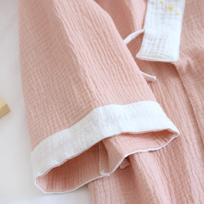 Butterfly Embroidered Cotton Gauze Kimono Loungewear - image 8