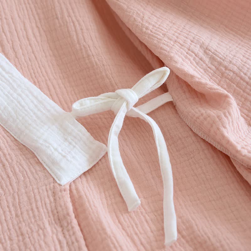 Butterfly Embroidered Cotton Gauze Kimono Loungewear - image 7