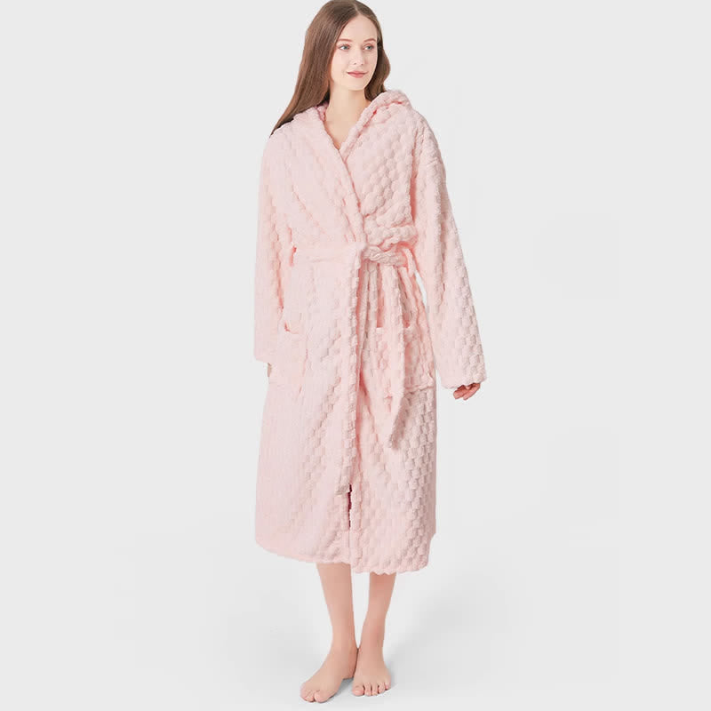 Ownkot Soild Color Unisex Absorbent Hooded Robe - Light Pink - One size - image 3
