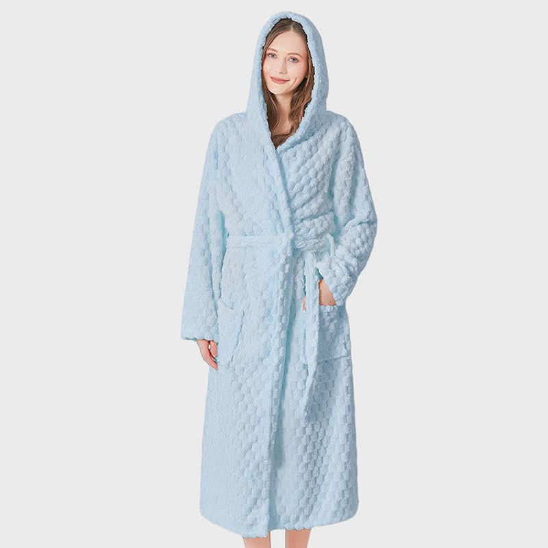Ownkot Soild Color Unisex Absorbent Hooded Robe - Light Blue - One size - image 9