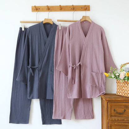 Unisex Minimalist Cotton Gauze Kimono Loungewear - image 2