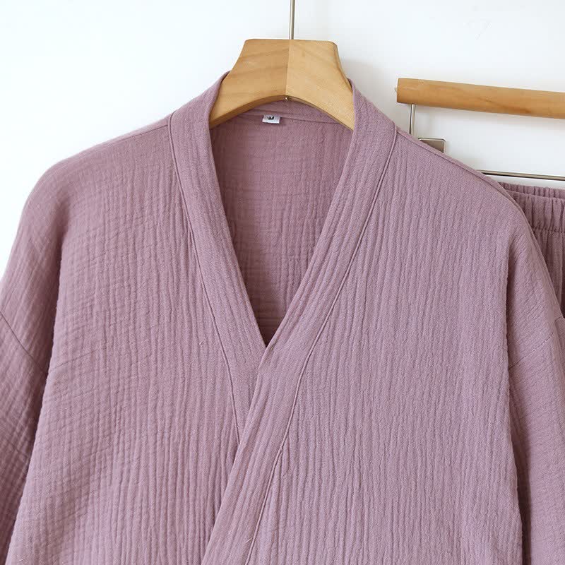 Unisex Minimalist Cotton Gauze Kimono Loungewear - image 5