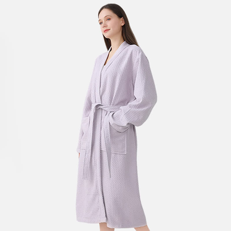 Ownkot Quick-drying Waffle Weave Cotton Spa Bathrobe - Purple - One size - image 6