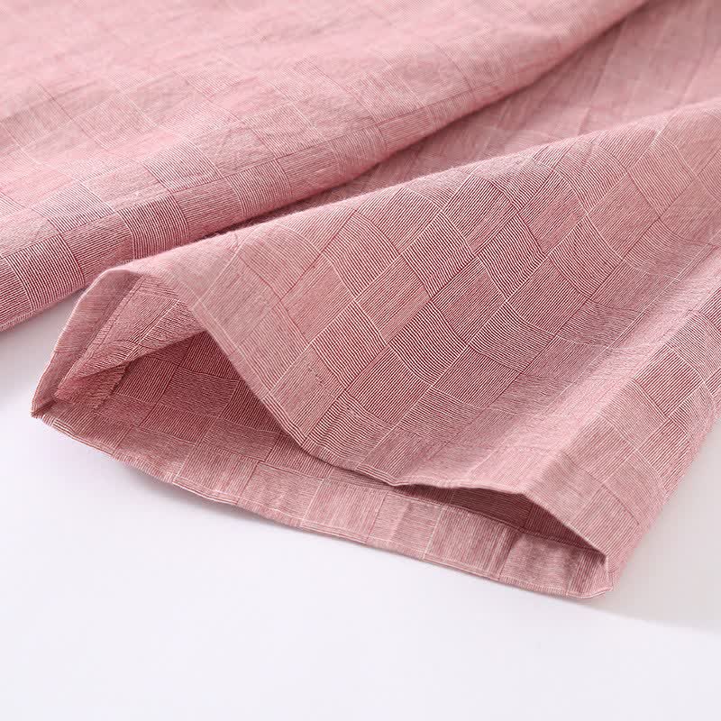 Subtle Plaid Cotton Gauze Kimono Loungewear - image 7