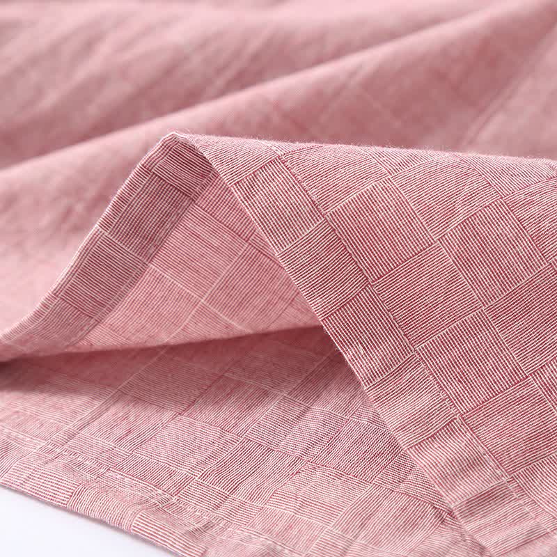 Subtle Plaid Cotton Gauze Kimono Loungewear - image 4