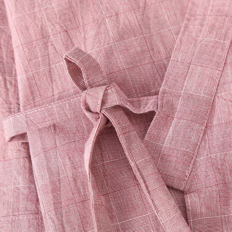 Subtle Plaid Cotton Gauze Kimono Loungewear - image 2