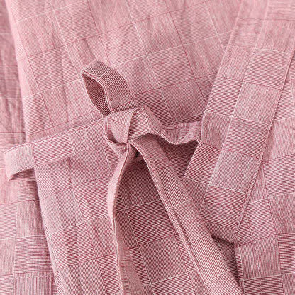 Subtle Plaid Cotton Gauze Kimono Loungewear - image 2