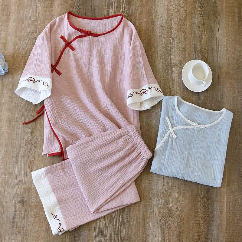 Oriental Style Cotton Gauze Kimono Loungewear - image 2