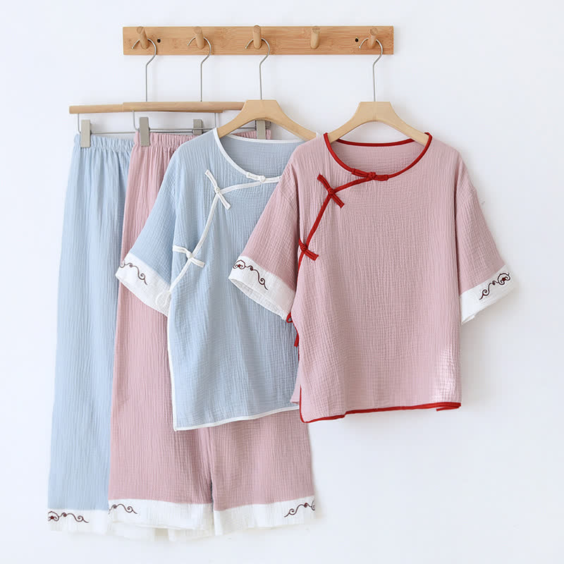 Oriental Style Cotton Gauze Kimono Loungewear - image 0