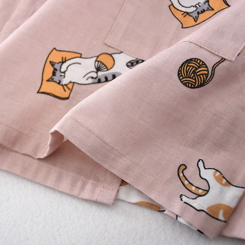 Couple Matching Cat Cotton Kimono Loungewear - image 11