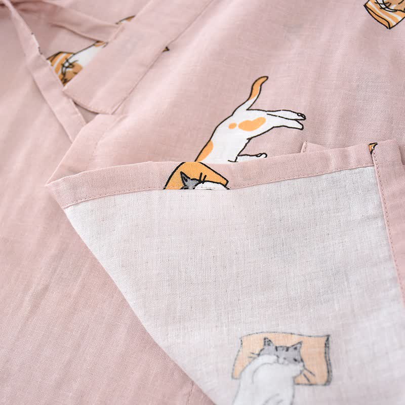 Couple Matching Cat Cotton Kimono Loungewear - image 5