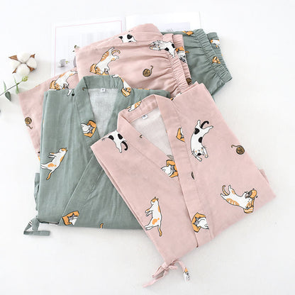 Couple Matching Cat Cotton Kimono Loungewear - image 2