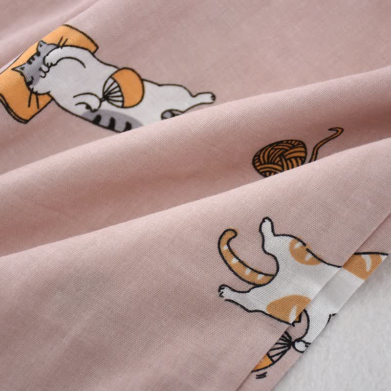 Couple Matching Cat Cotton Kimono Loungewear - image 9