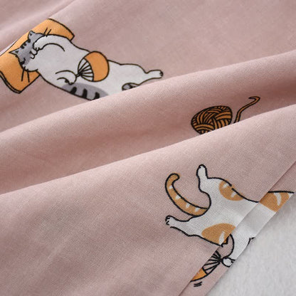 Couple Matching Cat Cotton Kimono Loungewear - image 9