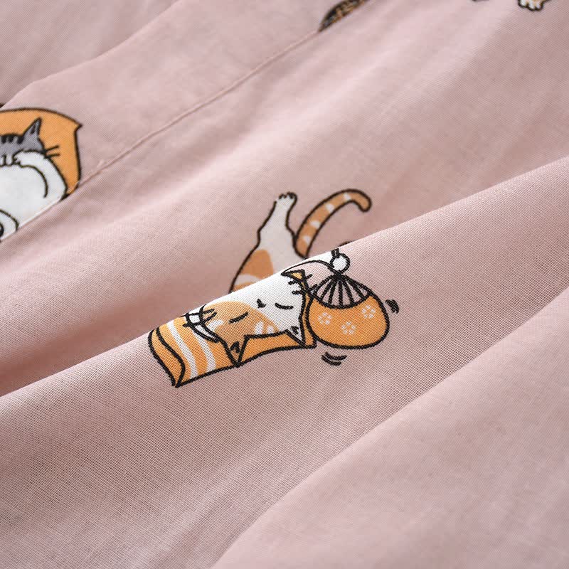 Couple Matching Cat Cotton Kimono Loungewear - image 10