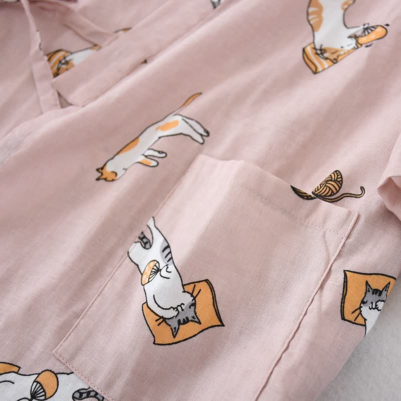 Couple Matching Cat Cotton Kimono Loungewear - image 17
