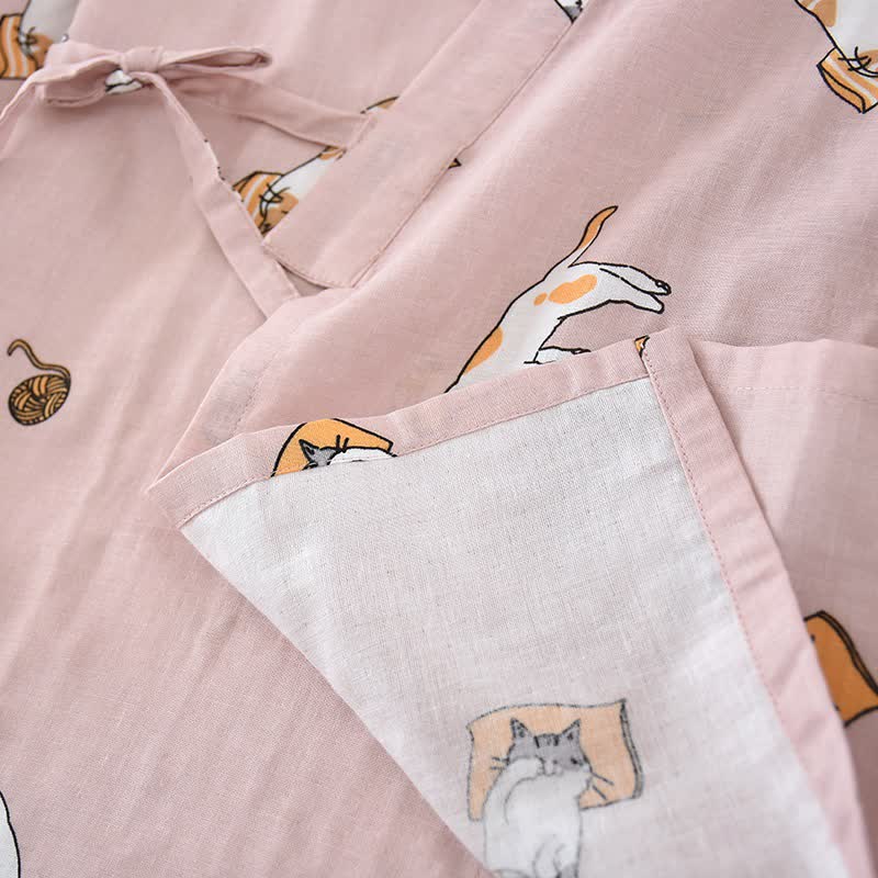 Couple Matching Cat Cotton Kimono Loungewear - image 7