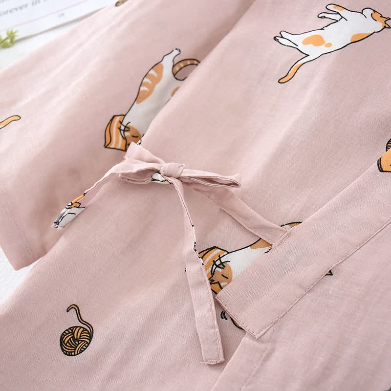 Couple Matching Cat Cotton Kimono Loungewear - image 6