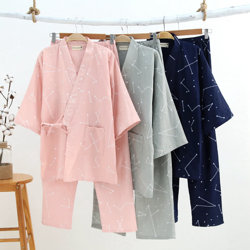 Couple Matching Line Cotton Kimono Loungewear - image 0