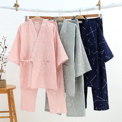 Couple Matching Line Cotton Kimono Loungewear - image 0