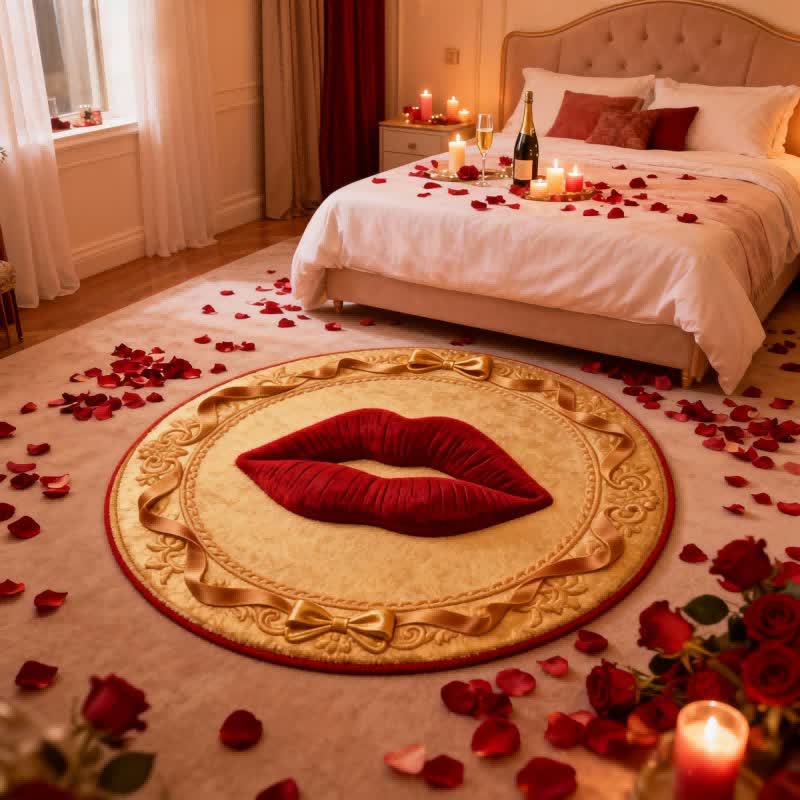 Red Lip 3D Effect Rug - 55" x 55" - image 0